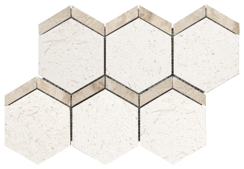 Shell Stone Limestone Naples Design on 12"x12" Mosaic Tile (10 sqft per box)