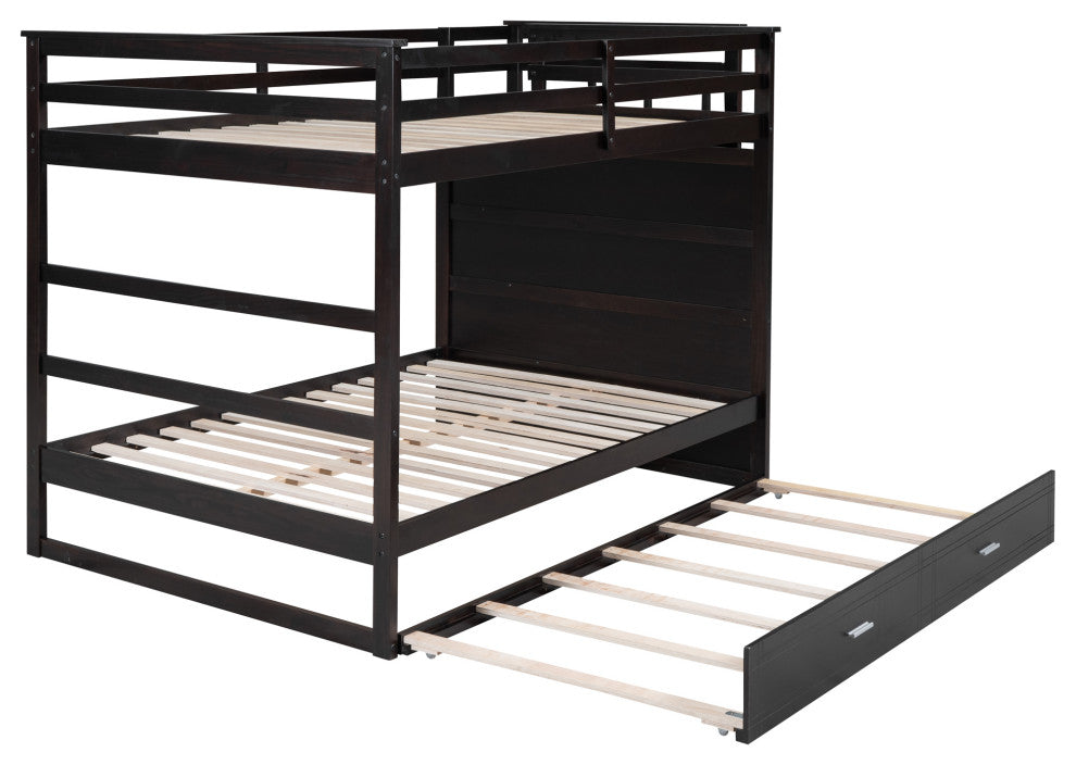 Gewnee Full Over Full Bunk Bed with Twin Size Trundle and Staircase