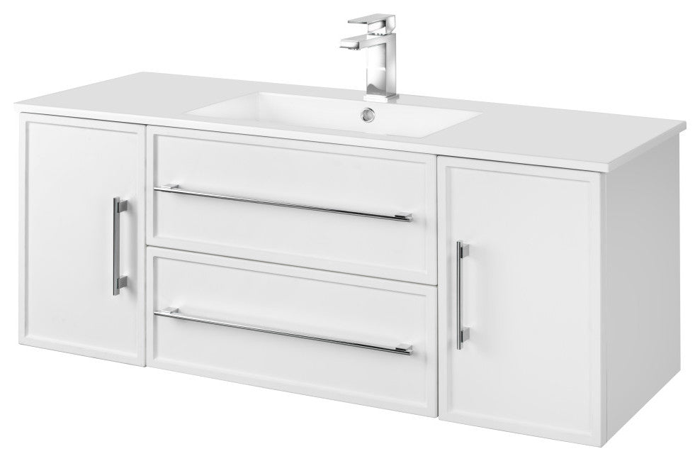 Milano Wall Hung Vanity, White, 48"