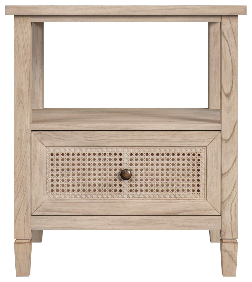Flagstaff 1-Drawer Cane Nightstand, Natural