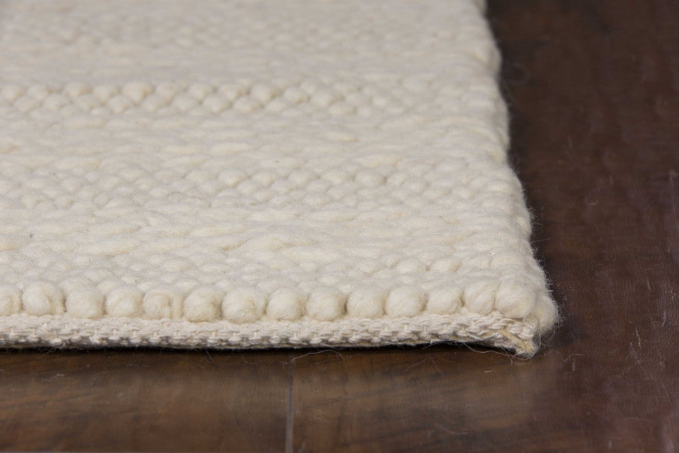 HomeRoots 9' x 13' Wool White Area Rug