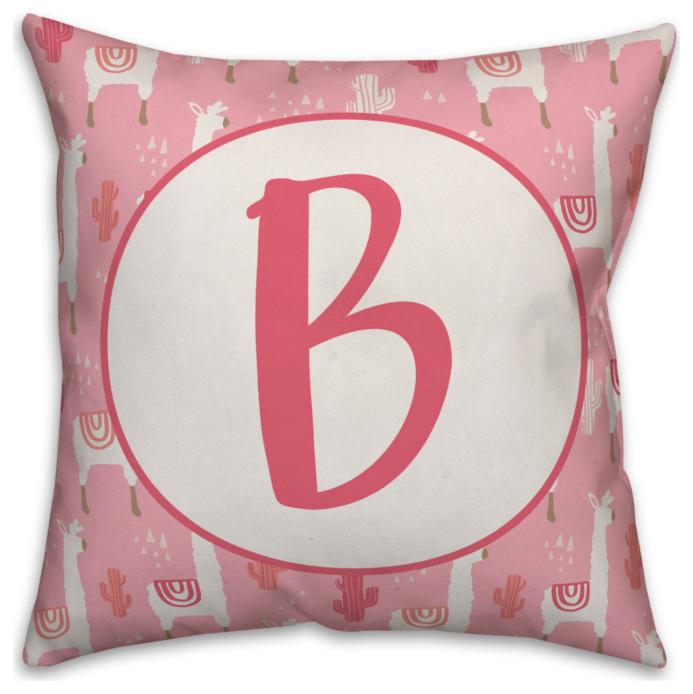 Monogram Lllama Pattern - B 16x16 Spun Poly Pillow