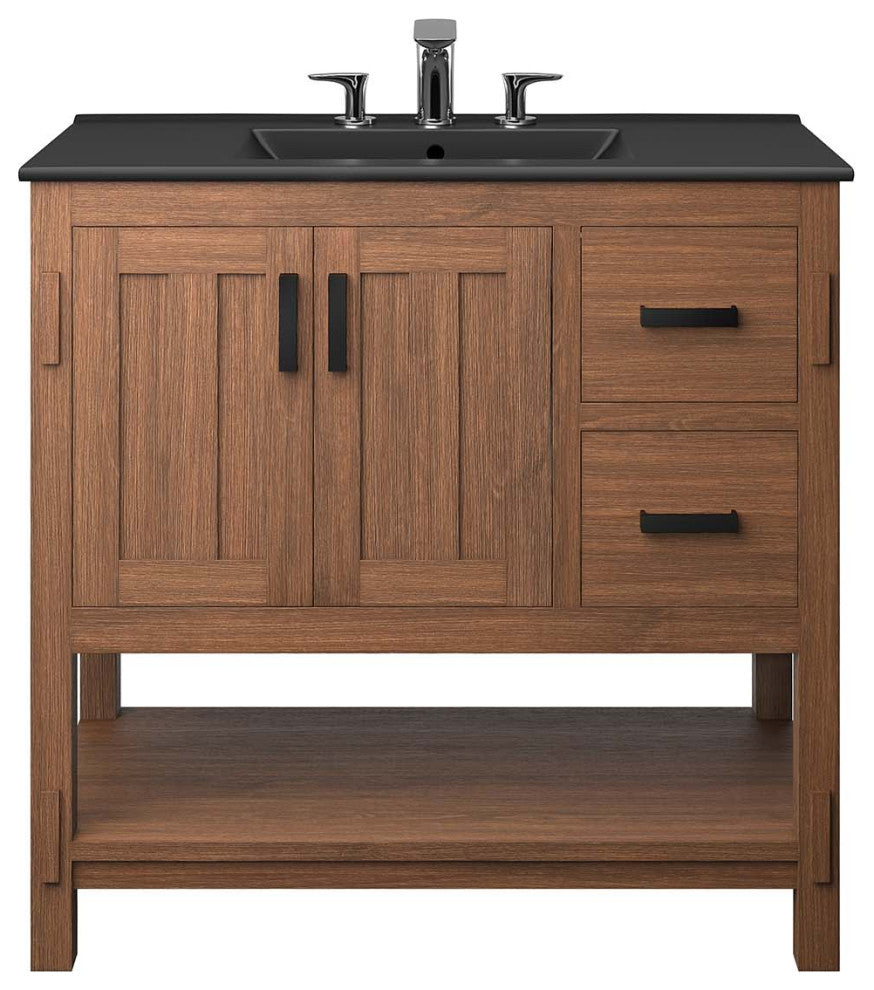 Ashlyn 36" Wood Bathroom Vanity - Walnut Black