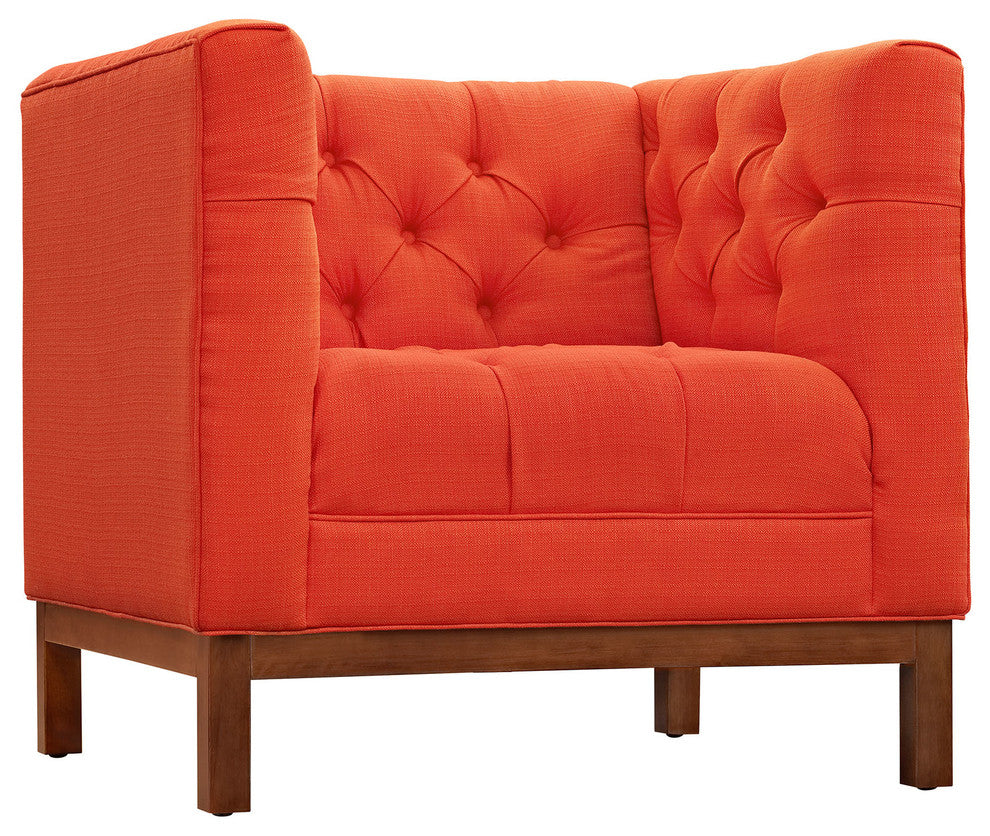 Modern Atomic Red Panache Upholstered Fabric Armchair
