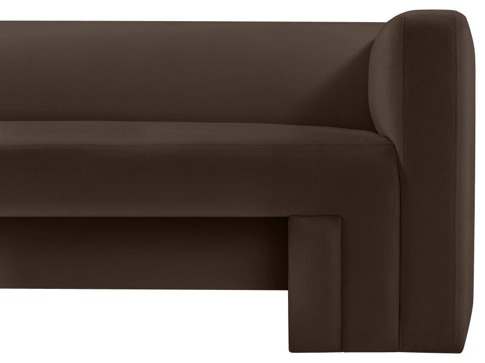 Henson Velvet Upholstered Sofa, Brown