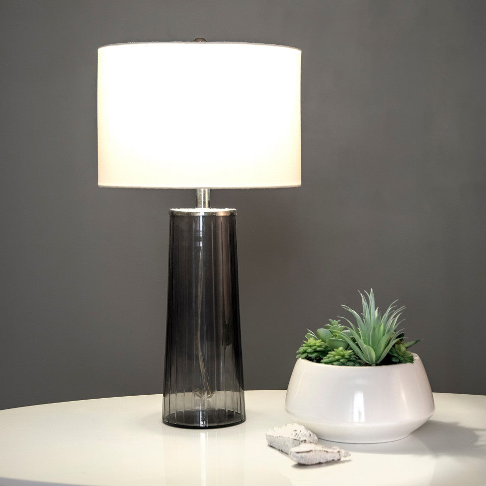 Nuloom 22" Pleated Glass Vase Cotton Shade Table Lamp