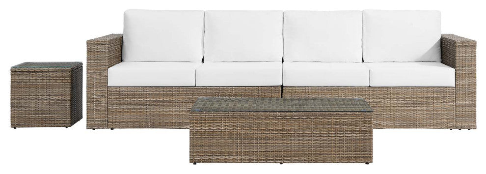 Convene Outdoor Patio Outdoor Patio 4-Piece Furniture Set, Cappuccino White