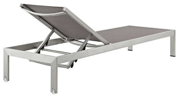 Shore Chaise Outdoor Patio Aluminum Set of 4 EEI-2473-SLV-GRY-SET