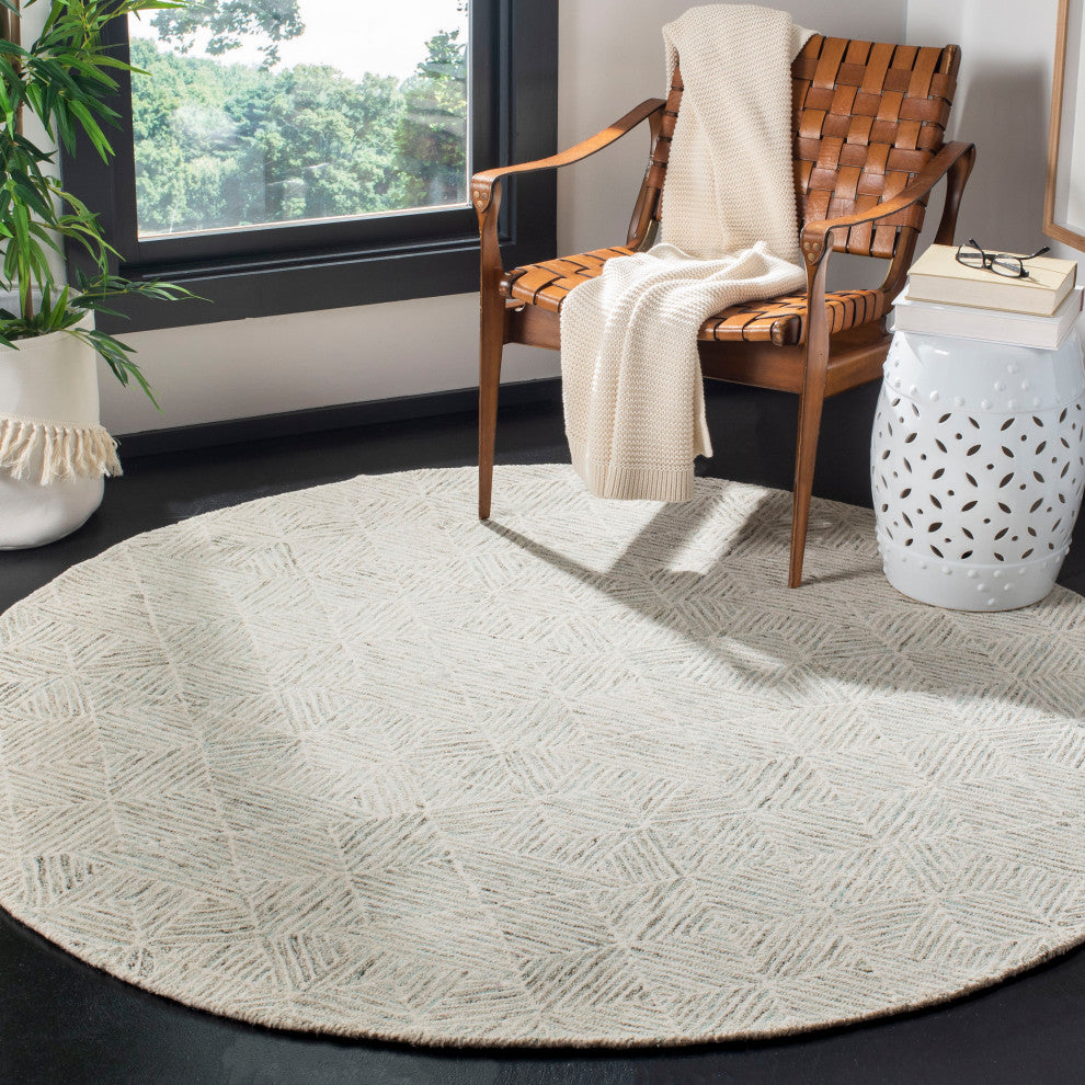 Safavieh Couture Abstract Collection, ABT763 Rug, Ivory/Light Blue, 4' Round
