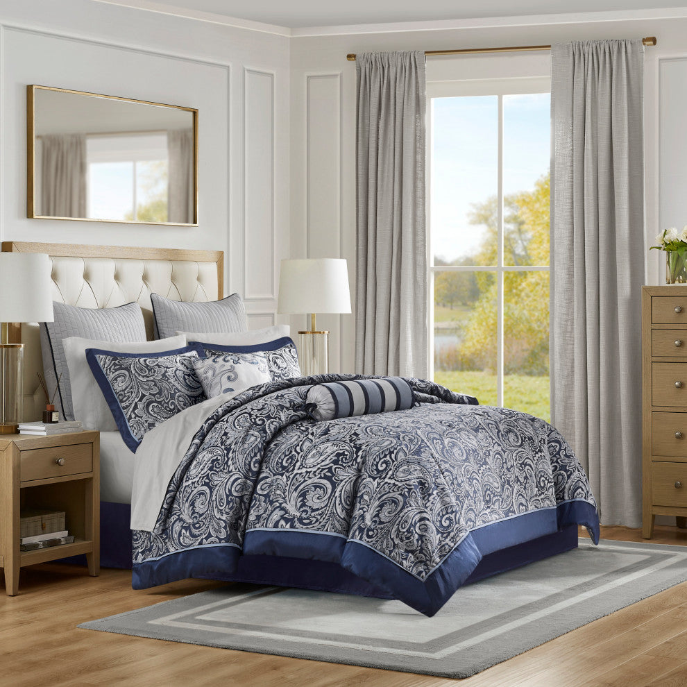 Madison Park Aubrey Comforter Sheet Set Blue, Queen