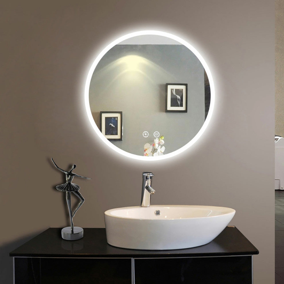 Orbit Round Dimmable LED Mirror with Defogger, 30"x1.75"