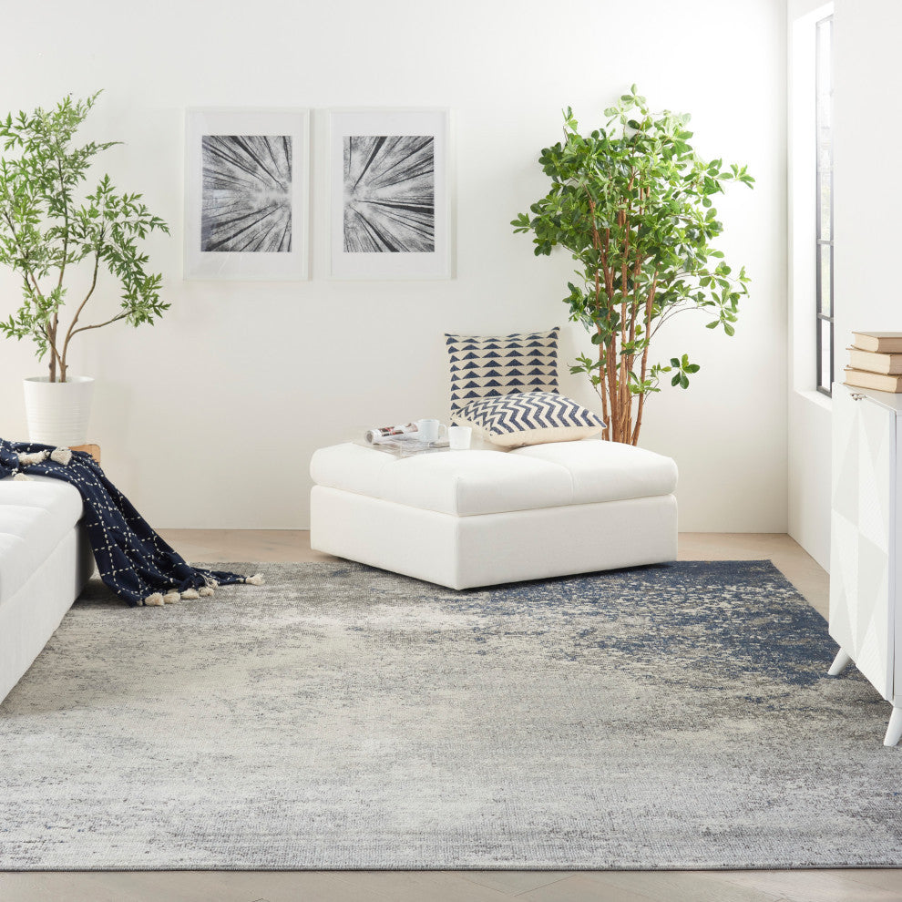 Nourison Passion 9' x 12' Charcoal Ivory Modern Indoor Area Rug