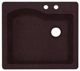 Swan 25x22x9.5 Granite Kitchen Sink, 2-Hole, Espresso