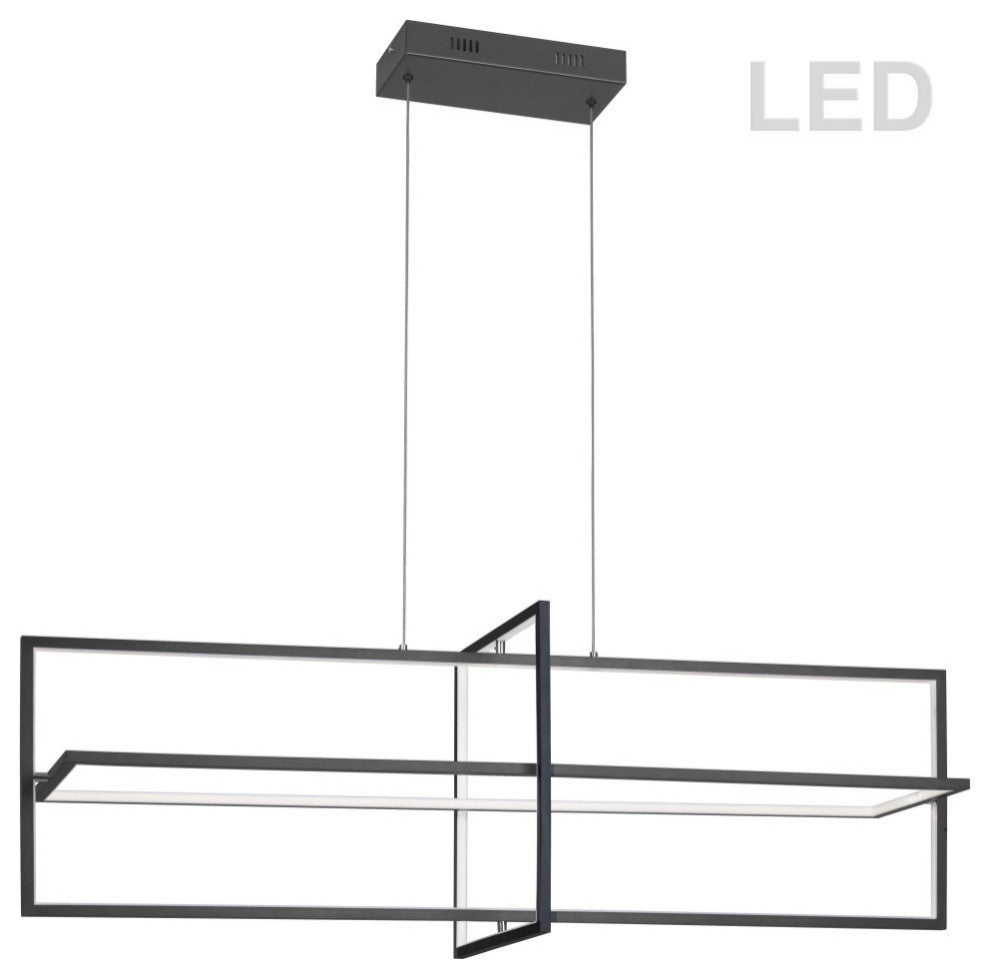 Modern Linear Chandelier Hildegard 55W, Matte Black