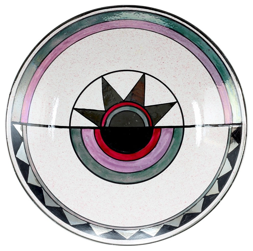 Moderno, Ceramic Wall Plate Geometric Metalic Platinum Design