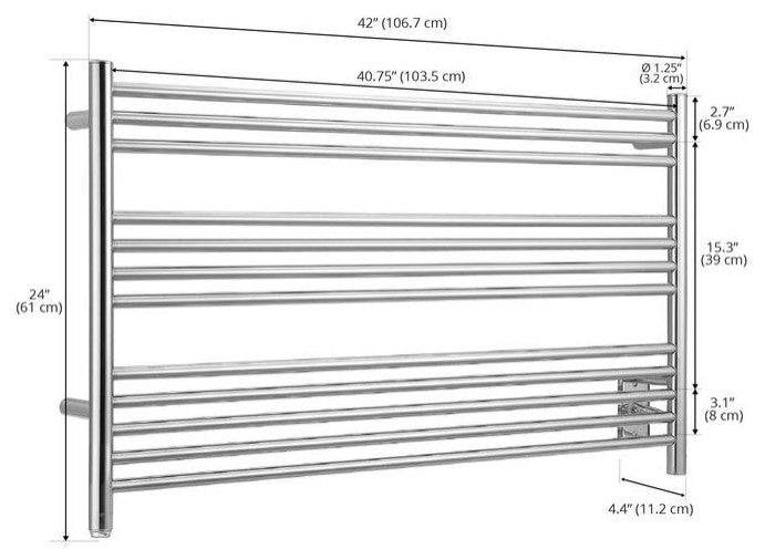 Amplia Dual 12-Bar Hardwired and Plug-in Towel Warmer, Chrome