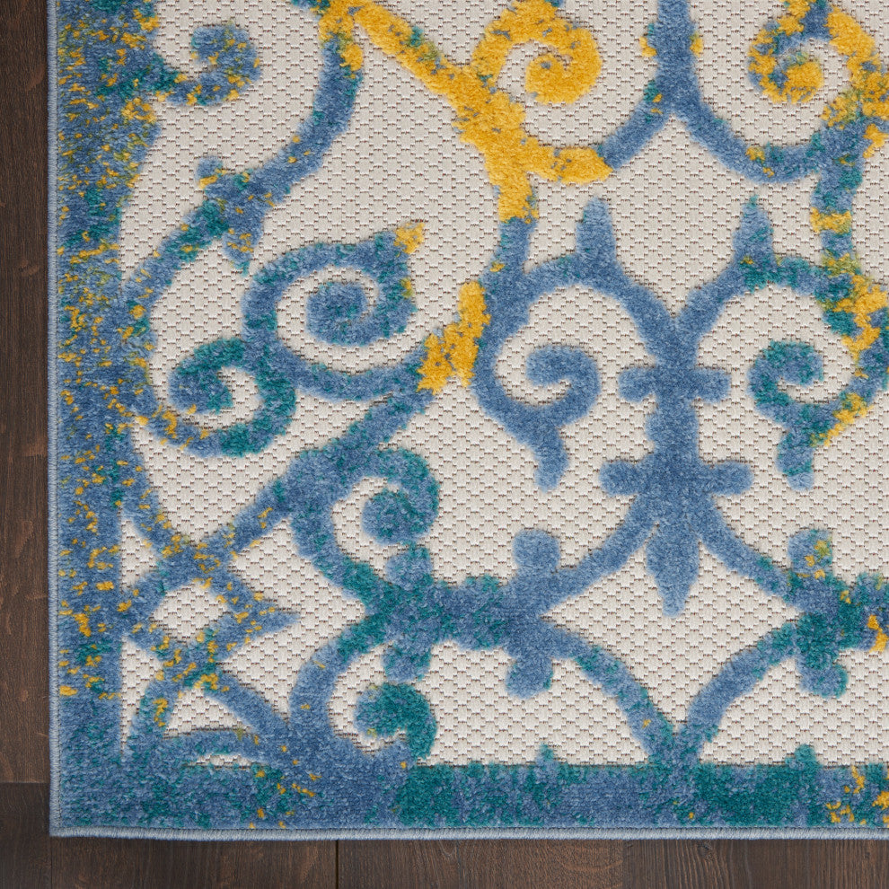 Nourison Aloha 9' x 12' Ivory Blue Contemporary Area Rug