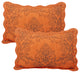 Damask Embroidered Quilted 4 Piece Bed Spread Sets, Nectarine, Queen