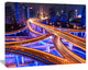 Colorful City Overpass at Night, Cityscape Canvas Art Print, 20"x12"