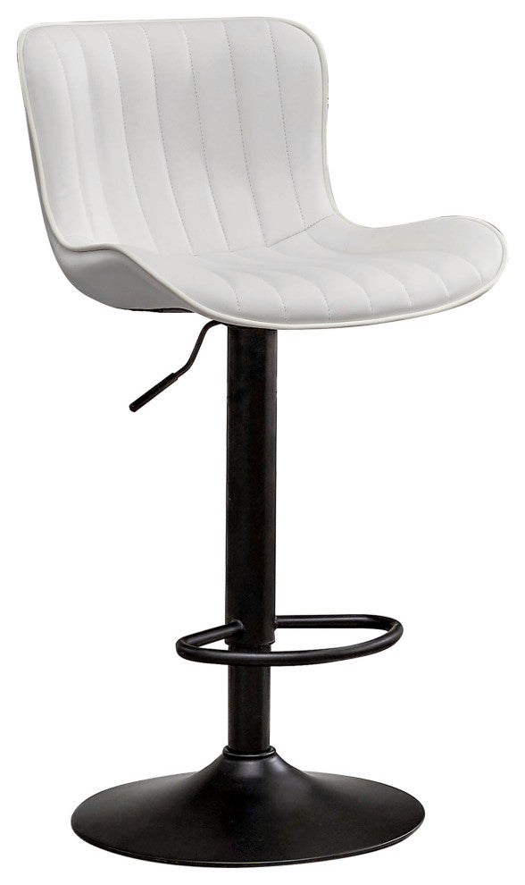 YOUNIKE Set of 2 Leather Bar Stool Adjustable, Swivel, Wingback, White