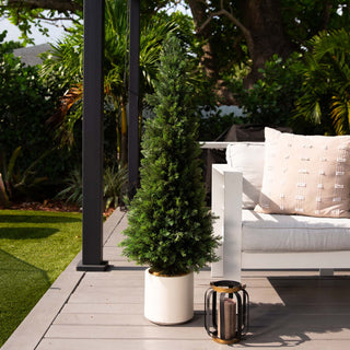 Lifestyle shot showing planter in a room/deck context.