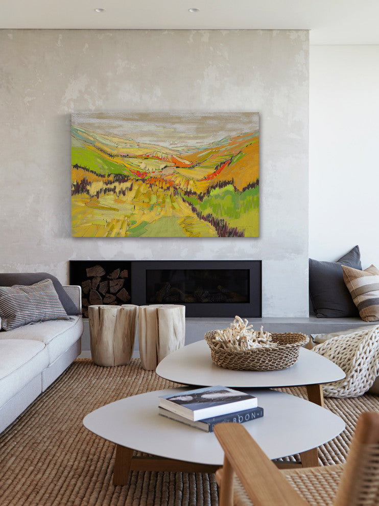"Patchwork Hills VII" Painting Print on Wrapped Canvas, 60x40