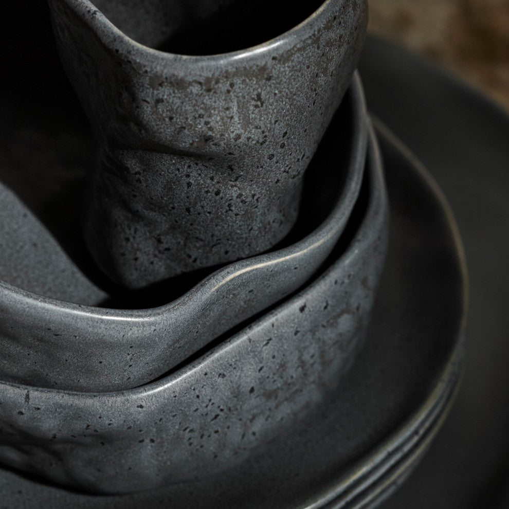 Stone by Mercer Project ATIK Stoneware 32 Piece Dinnerware Set, Black Speckled