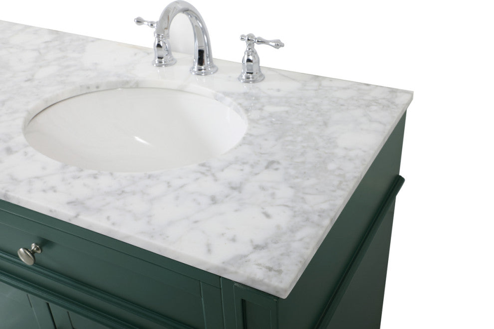 Home Living Vanity with Carrara White Marble Countertop, Green, 72", Double Sink