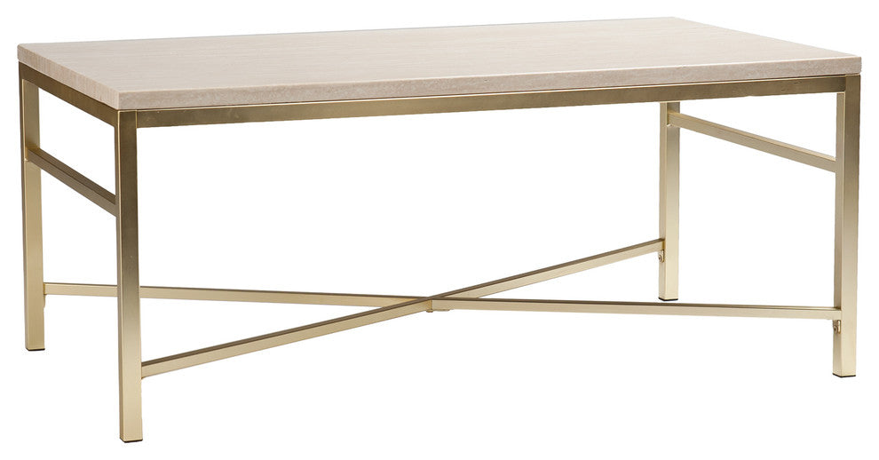 SEI Furniture Orinda Metal Coffee Table in Travertine