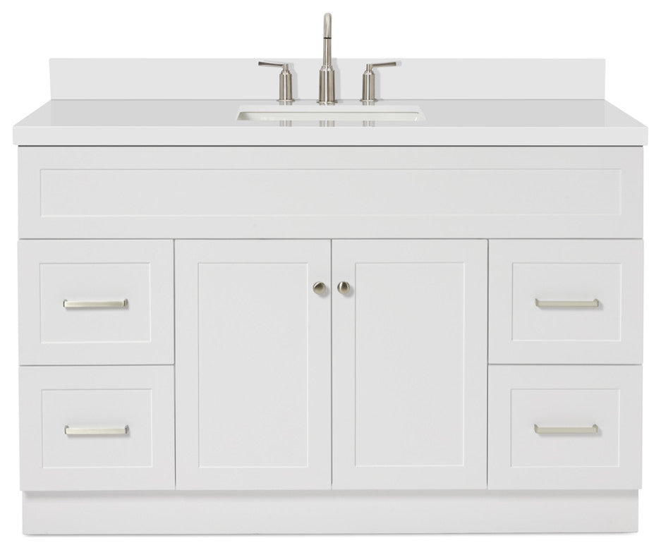 ARIEL Hamlet 55" Bath Vanity in White White With Quartz Vanity Top