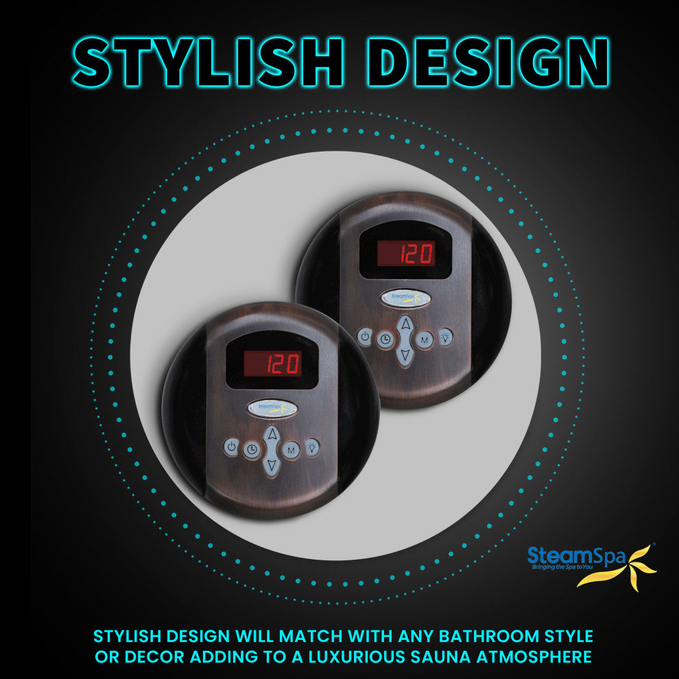 Steamspa Programmable Dual Control Panels, Oil Rubbed Bronze