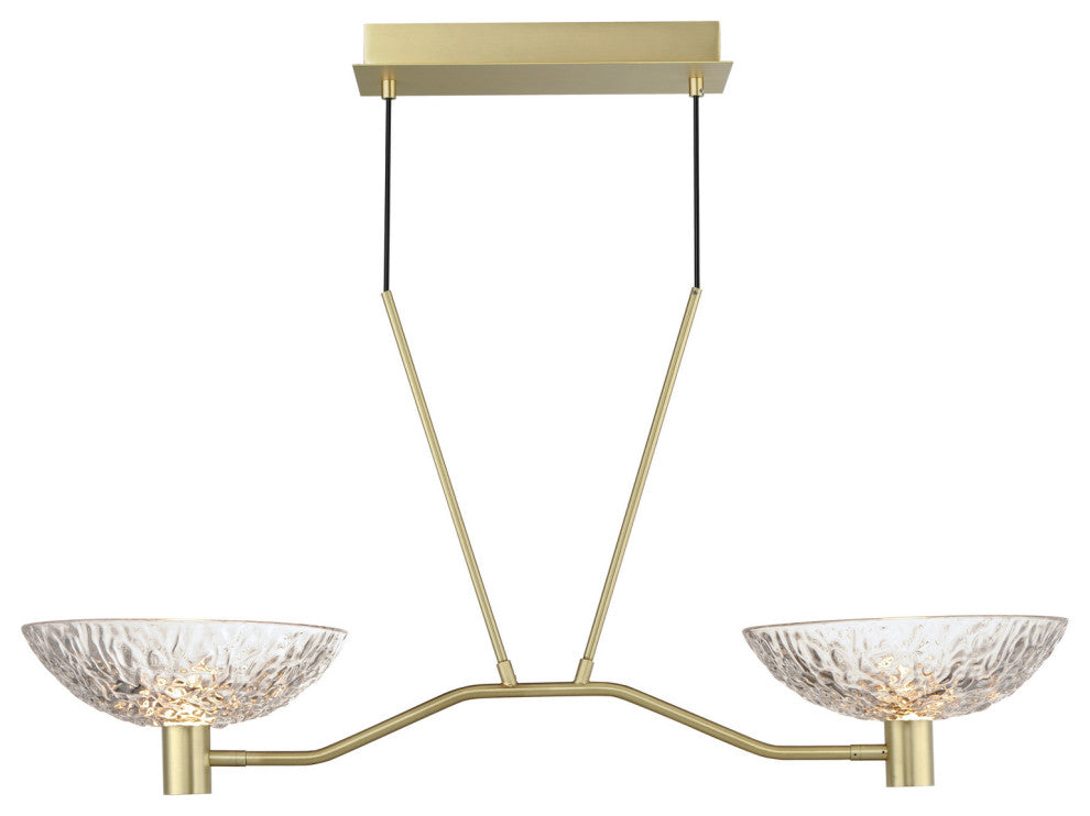 Metropolis LED Linear Pendant, Satin Brass