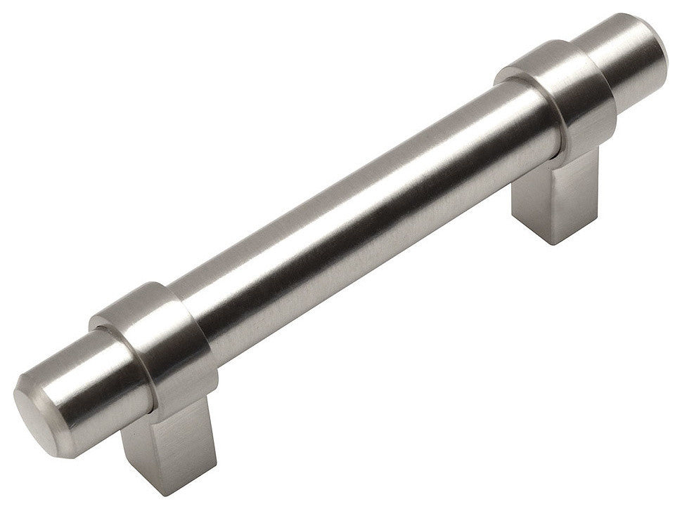 Contemporary Bar Cabinet Pull, Satin Nickel, Set of 10