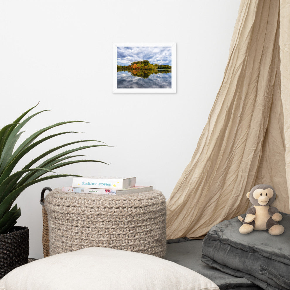 Autumn Reflections Rural Landscape Framed Photo Paper Wall Art Prints, White, 8" X 10"