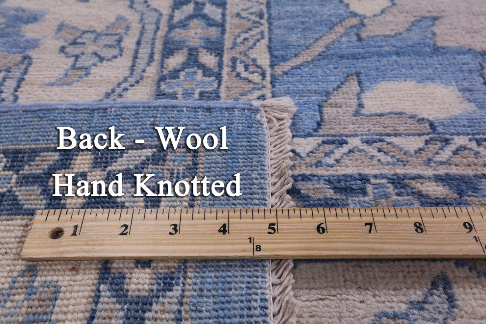 9' 9" X 13' 4" White Wash Peshawar Handmade Wool Rug Q9538