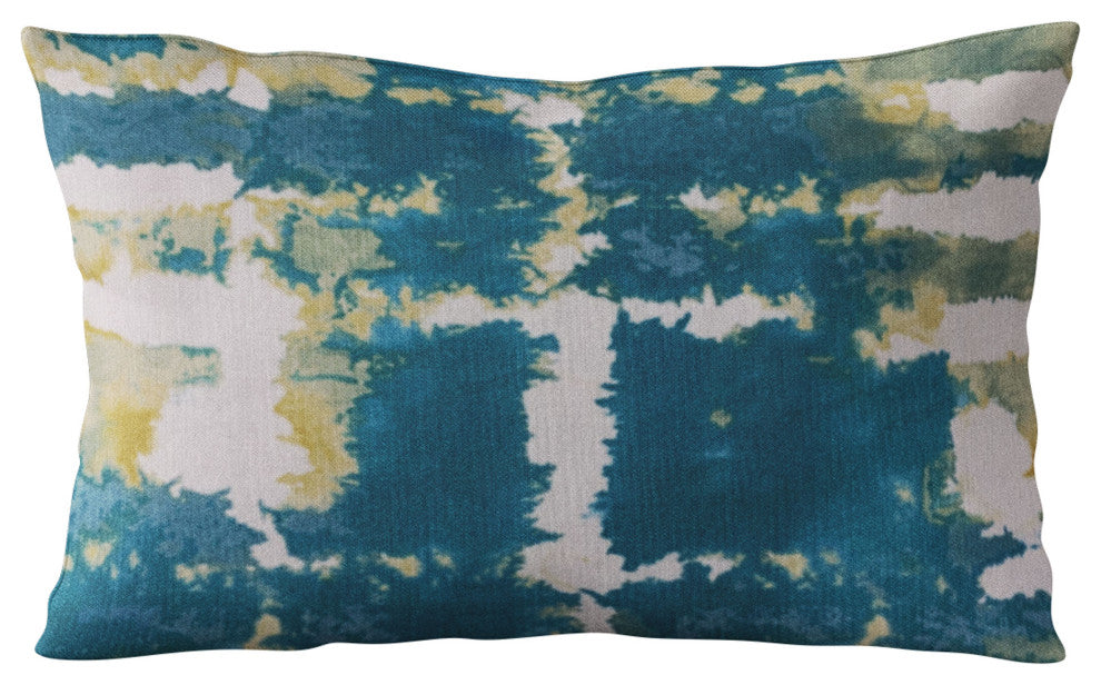 Plutus Blue Contemporary Art Graphic Print Luxury Throw Pillow, 16"x16"