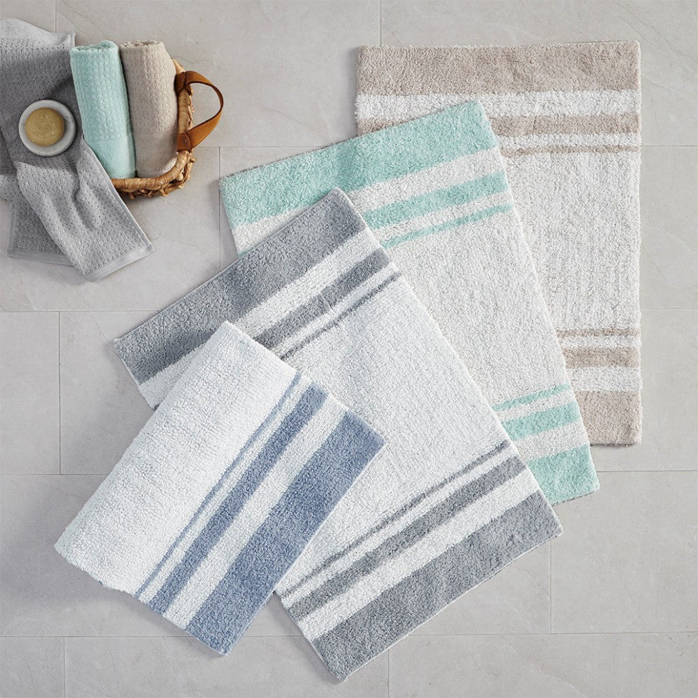 Madison Park Spa Cotton Reversible Bath Rug, Aqua