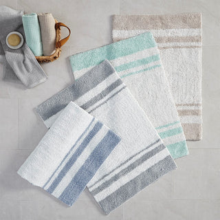 Madison Park Spa Cotton Reversible Bath Rug, Aqua