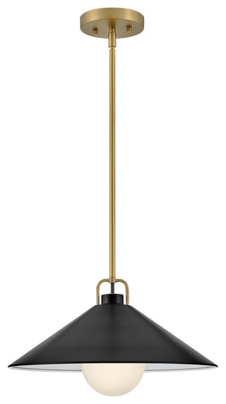Lark Milo 16" Pendant Light, Lacquered Brass + Black shade