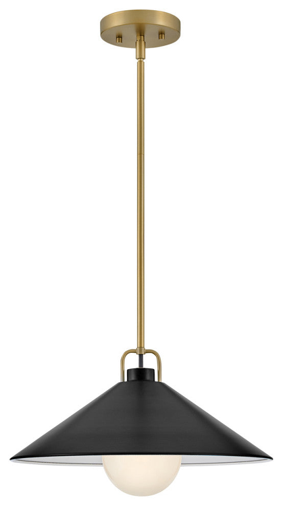 Lark Milo 16" Pendant Light, Lacquered Brass + Black shade