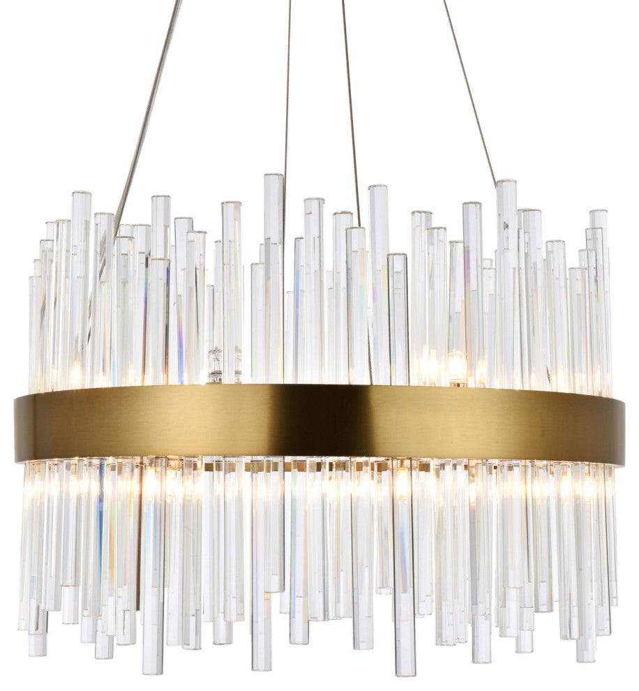 Elegant Lighting 3000D20 Dallas 14 Light 20"W Crystal Drum - Gold