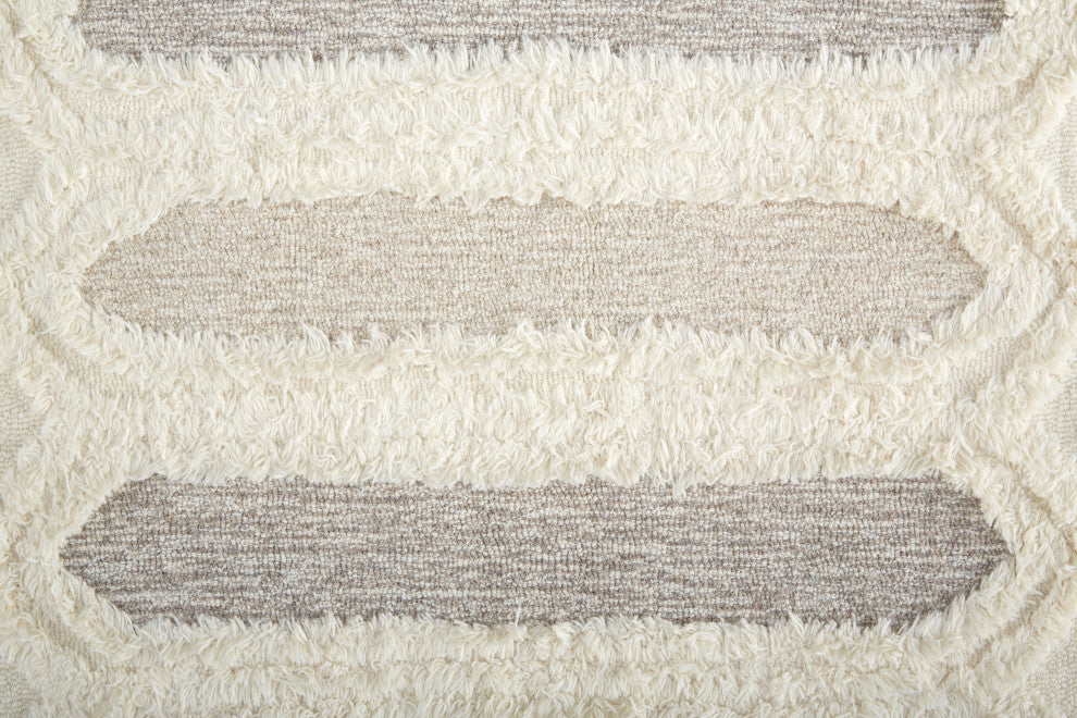 Weave & Wander Elika Wool Rug, Ivory/Taupe/Tan, Ivory, 2ft x 3ft Rug