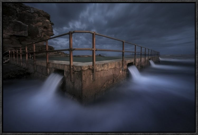 "Dark Night" Framed Canvas Giclee by Jingshu Zhu, 25x17"