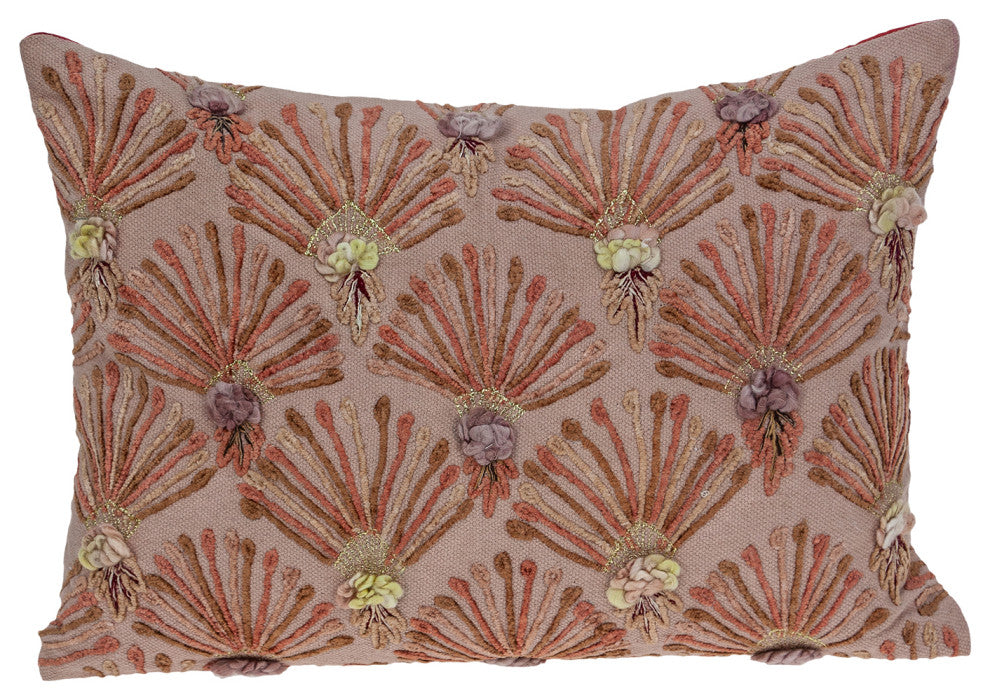 Parkland Collection Lebo Accent Pink Pillow Cover With Poly Insert, 14"x20"