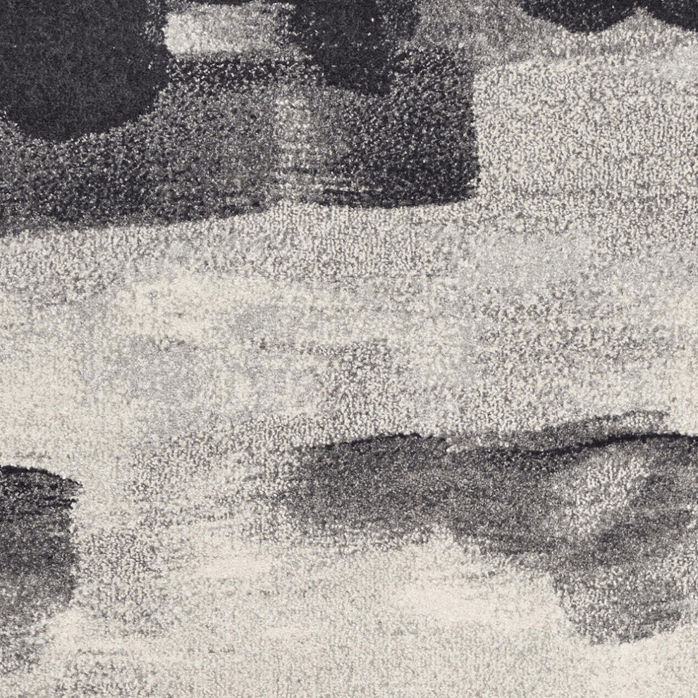 8'X11' Shades Of Grey Machine Woven Abstract Brushstroke Indoor Area Rug