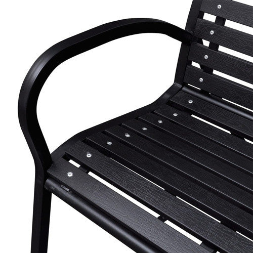 vidaXL Outdoor Patio Bench Garden Bench with Armrests Black Steel and WPC