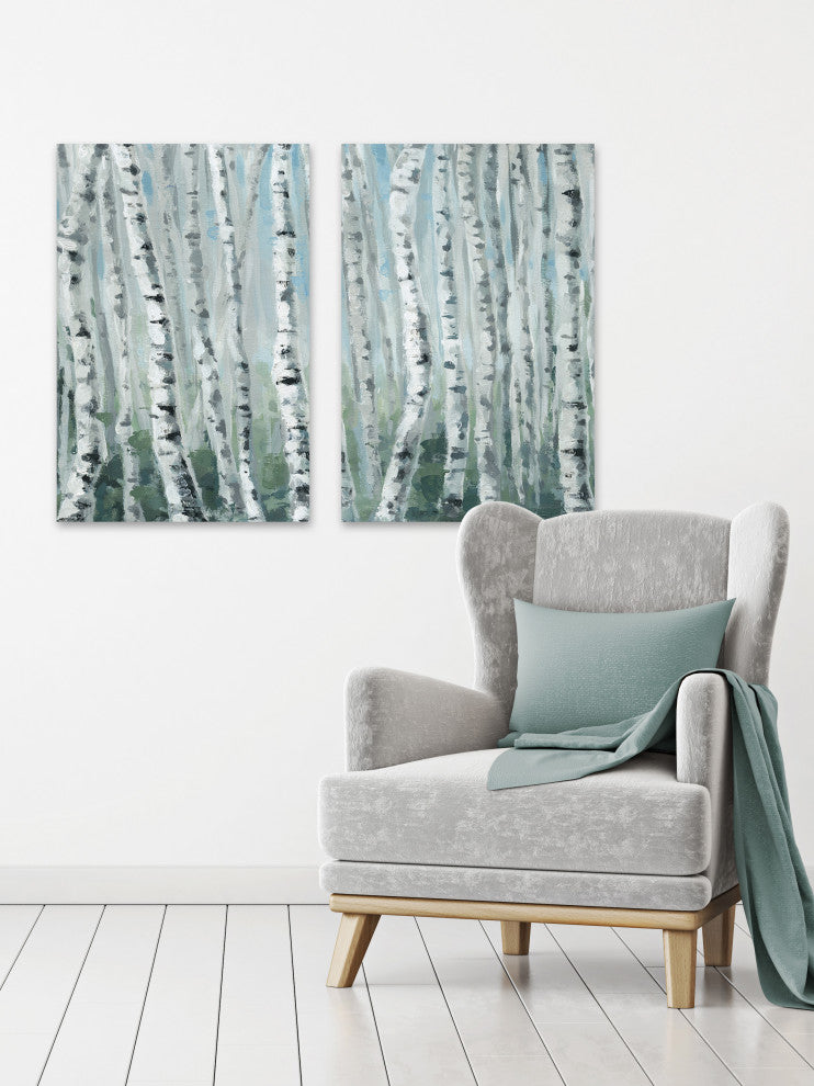 Skinny Tree Trunks III Diptych, 16"x12"