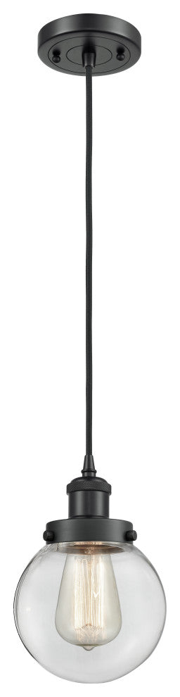 Beacon 1-Light Mini Pendant, Matte Black, Clear