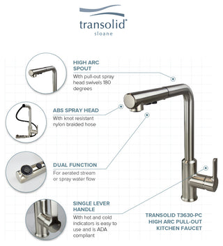 Transolid Sloane Pull-Down Kitchen Faucet, Luxe Stainless