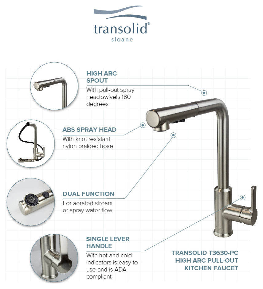 Transolid Sloane Pull-Down Kitchen Faucet, Luxe Stainless